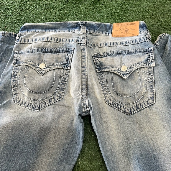 True Religion Blue Bootcut Jeans with Distressed Finish - Picture 5 of 7